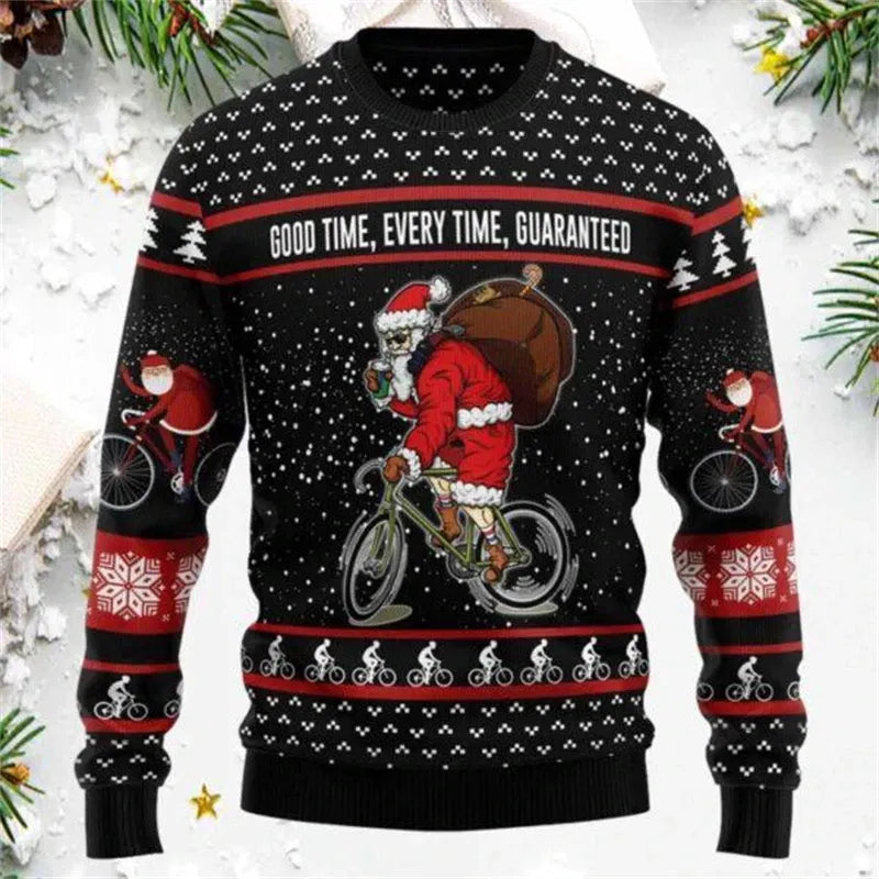 Funny Santa Claus Graphic Ugly Christmas Sweater 2026 Men Fashion Autumn Winter 3D Printed Sweatshirt Casual Oversized Pullovers