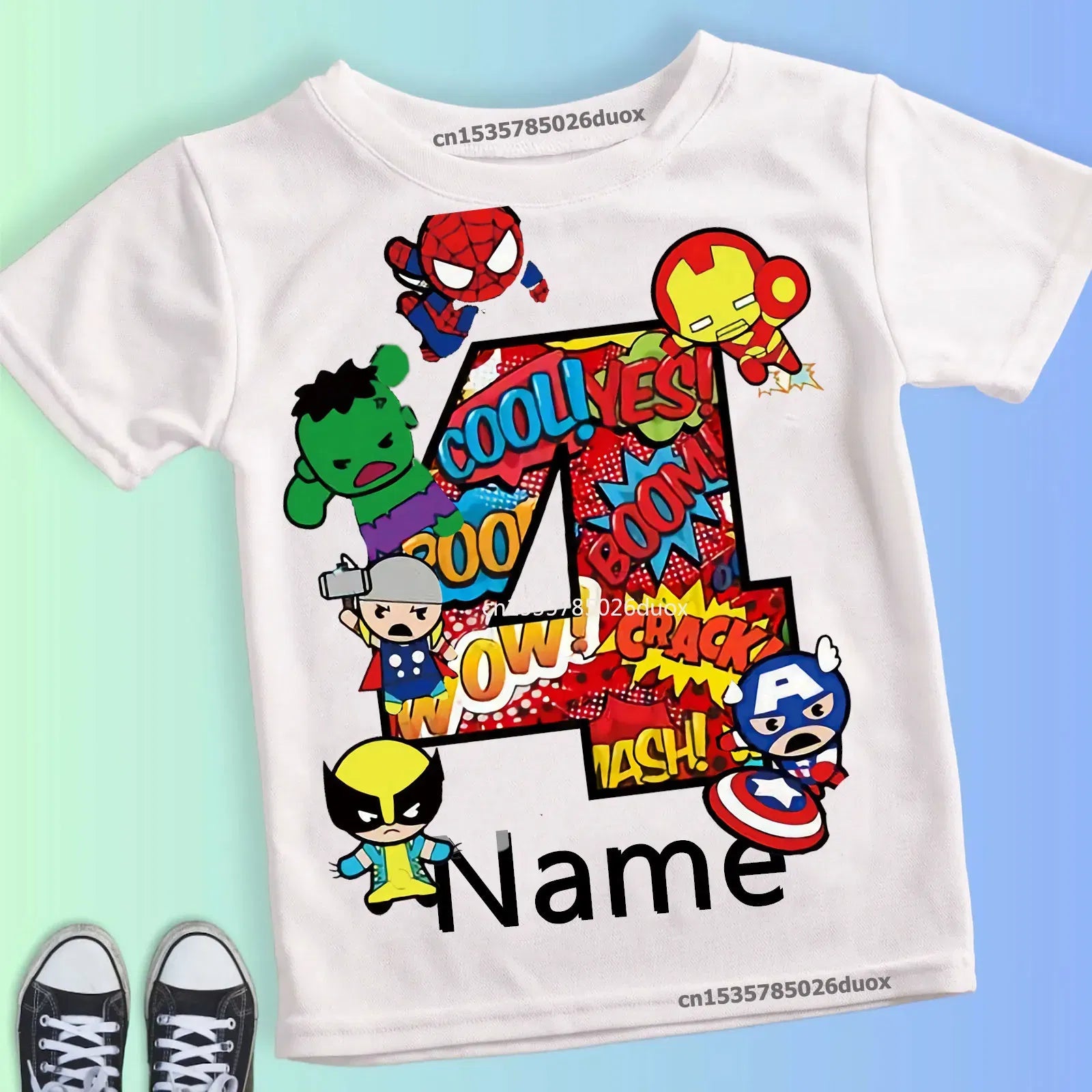 Color: black, Kid Size: 3T???? - Summer 2024 3 4 5 6 7 8 9 Marvel SuperHero Birthday Girl Short Sleeved T-shirt The Avengers Personalize Name Birthday Boy Shirt
