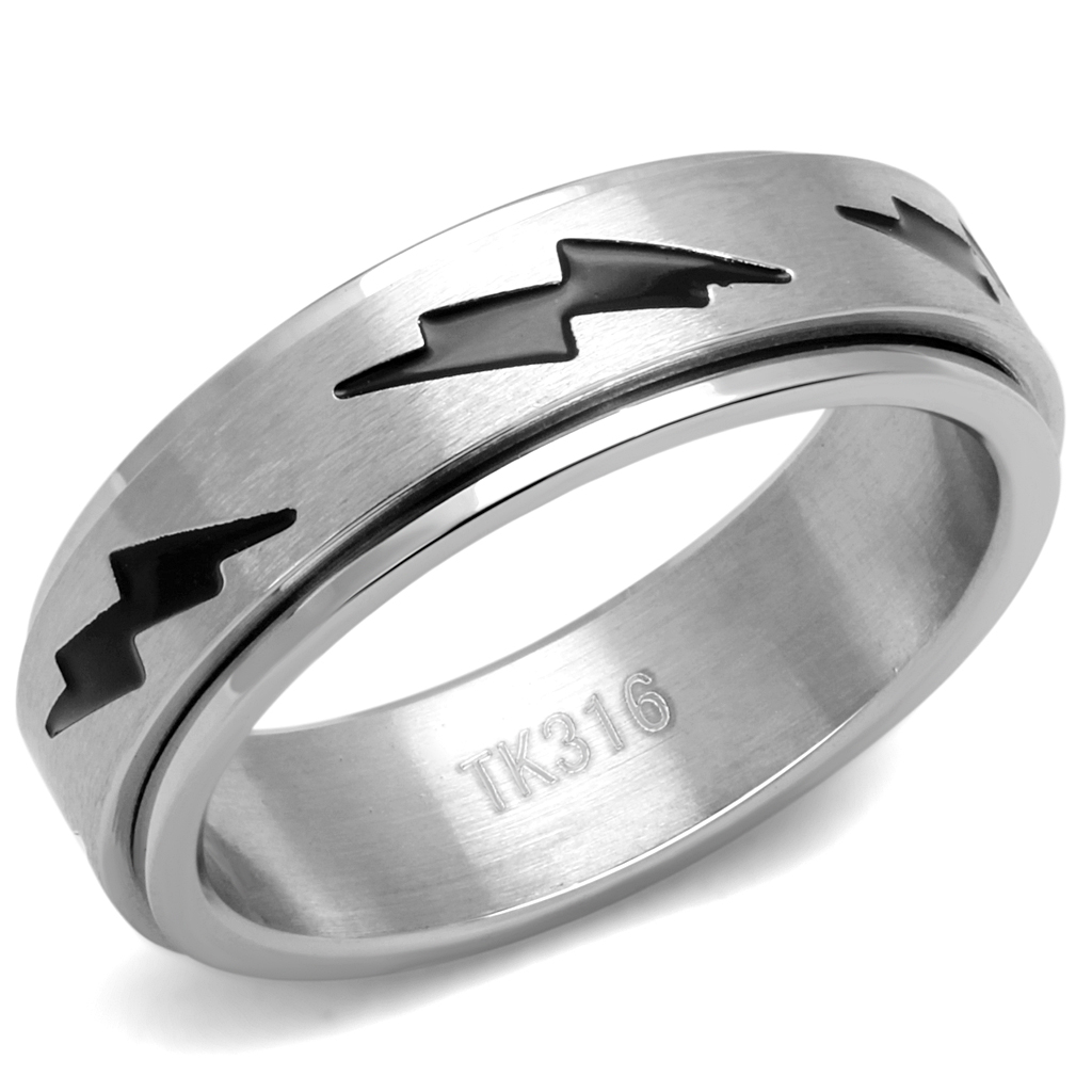 Stainless Steel Ring with Epoxy  in Jet