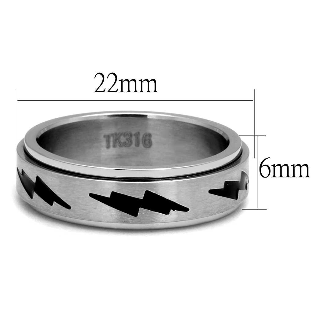 Stainless Steel Ring with Epoxy  in Jet