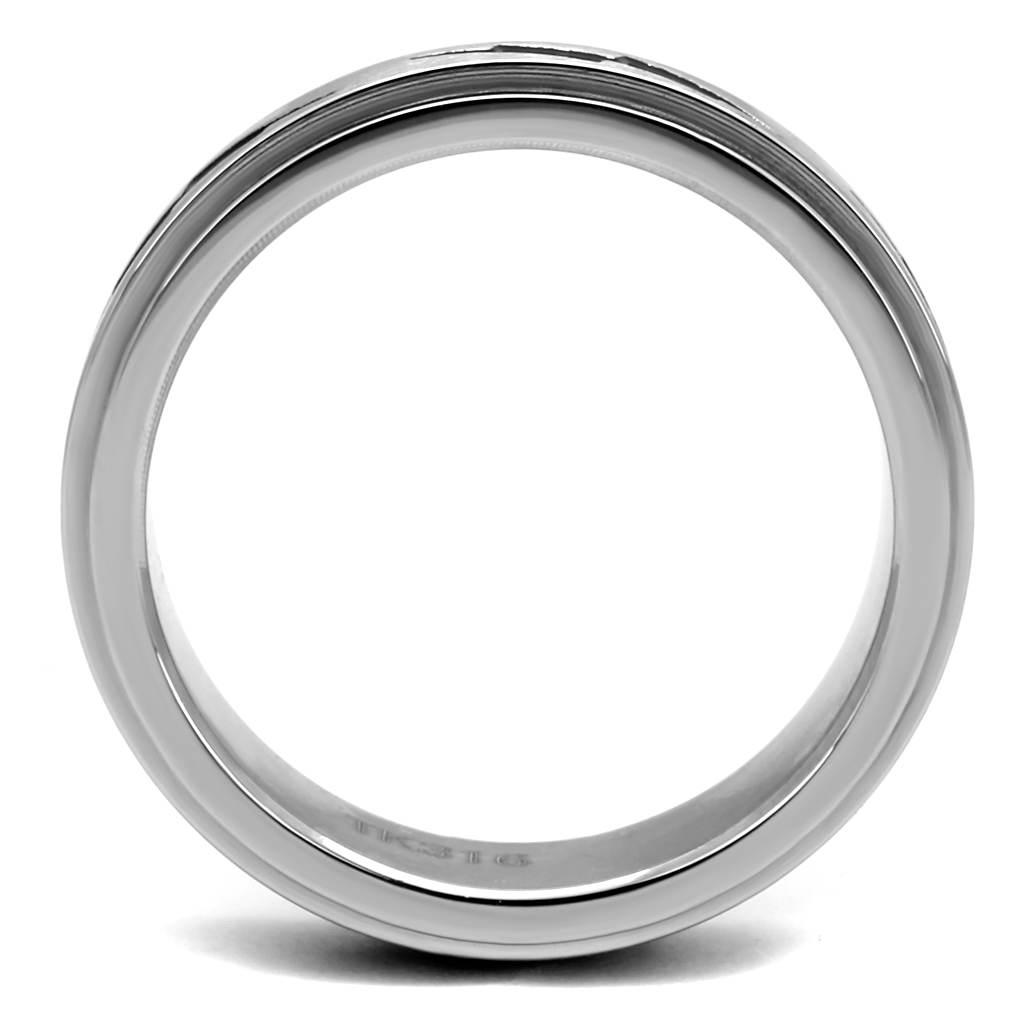 Stainless Steel Ring with Epoxy  in Jet