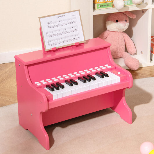 25 Keys Kids Piano Keyboard with Adjustable Speed and Teaching Mode-Pink - Color: Pink