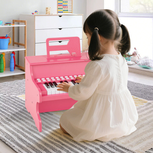 25 Keys Kids Piano Keyboard with Adjustable Speed and Teaching Mode-Pink - Color: Pink