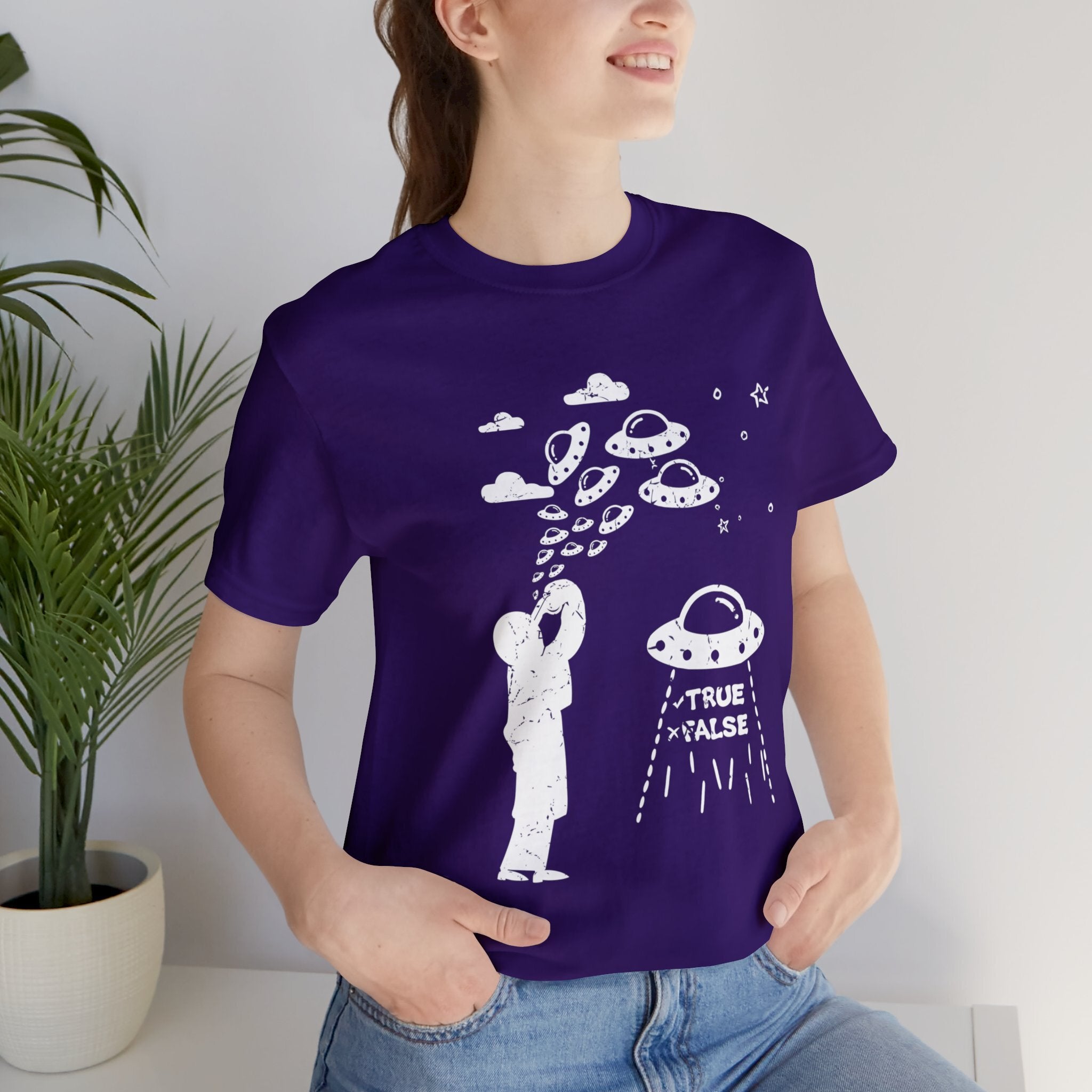 Purple - L - Are Aliens Real? Unisex Cotton T-Shirt