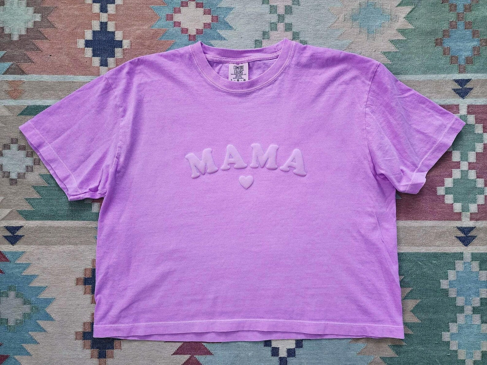 Mama Shirt Mom Tee Mommy Tshirt Momlife Mom Life Puff Print Neon Violet Boxy Cropped Comfort Colors Oversized Tee