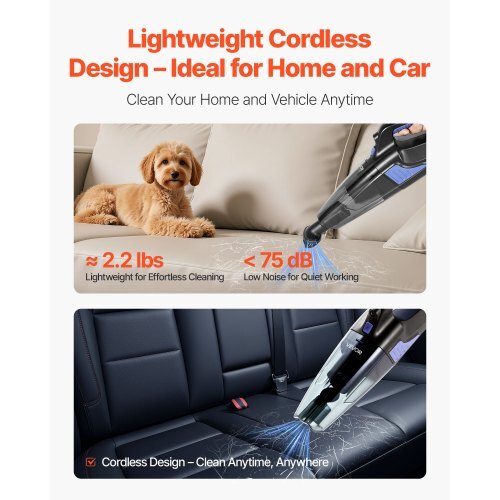 Handheld Vacuum, Portable Vacuum Cleaner Cordless with HEPA Filter and Brushes, Lightweight Hand Held Cleaner with Powerful Suction, for Car, Home, Office, Pet Hair