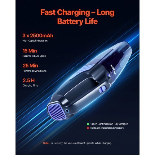 Handheld Vacuum, Portable Vacuum Cleaner Cordless with HEPA Filter and Brushes, Lightweight Hand Held Cleaner with Powerful Suction, for Car, Home, Office, Pet Hair