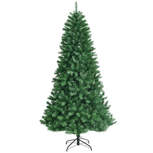 Costway 7ft Pre-lit Hinged Christmas Tree w/ Remote Control & 9 Lighting Modes - Color: Green - Size: 7 ft