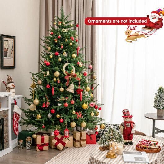 Costway Pre-lit Christmas Tree with 280 Warm White LED Lights and 8 Lighting Modes-7 ft - Color: Green - Size: 7 ft