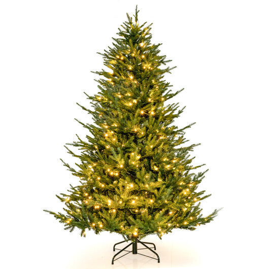 Costway Pre-lit Christmas Tree with 280 Warm White LED Lights and 8 Lighting Modes-7 ft - Color: Green - Size: 7 ft