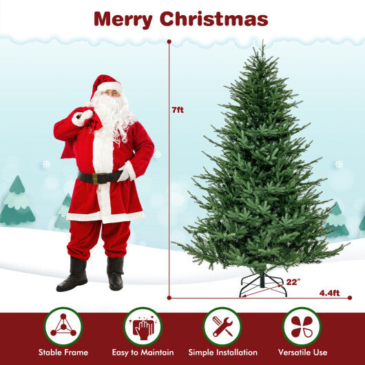 Costway Pre-lit Christmas Tree with 280 Warm White LED Lights and 8 Lighting Modes-7 ft - Color: Green - Size: 7 ft