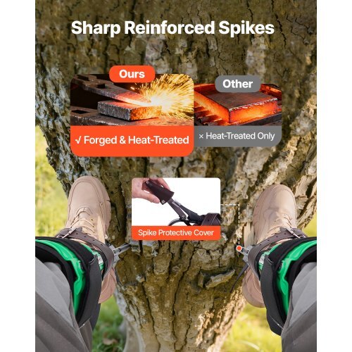 Tree Climbing Spikes Set, Height-Adjustable Tree Climbing Gear with Straps & Spike Protectors, 350 lbs Load Capacity, Heavy Duty Steel Climb Spurs Arborist Equipment for Fruit Picking Hunting