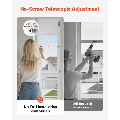 Dog Door for Sliding Glass Door, 75 7/8" to 80 11/16" Adjustable Height, Aluminum Alloy Frame with Flap, Lock Design, for Large-Sized Dogs, 180? Swing-Open Sliding Glass Pet Doors