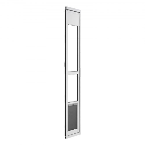 Dog Door for Sliding Glass Door, 75 7/8" to 80 11/16" Adjustable Height, Aluminum Alloy Frame with Flap, Lock Design, for Large-Sized Dogs, 180? Swing-Open Sliding Glass Pet Doors