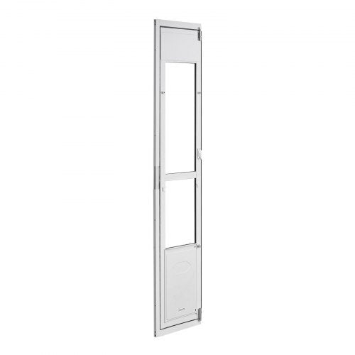 Dog Door for Sliding Glass Door, 75 7/8" to 80 11/16" Adjustable Height, Aluminum Alloy Frame with Flap, Lock Design, for Large-Sized Dogs, 180? Swing-Open Sliding Glass Pet Doors