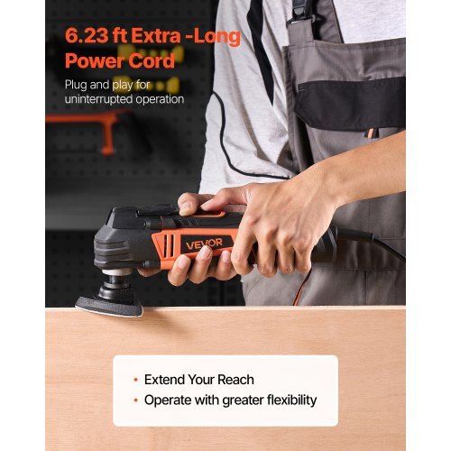 Multitool Oscillating Tool, 4Amps Electric Oscillating Multi Tool Corded with 6 Variable Speeds 7000 - 19000 OPM, 3.2? Oscillating Angle, 13PCS Saw Accessories, LED Work Light & Tool Bag