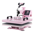 Heat Press Machine, 15 x 15 inch, 5 in 1 Heat Transfer Machine with 30 oz Tumbler Press, 360? Swing Away T-Shirt Pressing, Digital Precise Control, for T-Shirts/Mugs/Hats/Plates, Pink