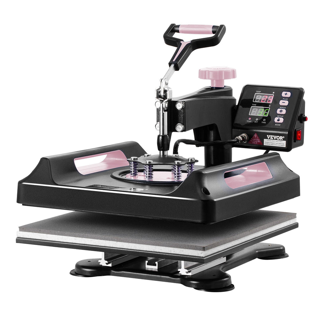 Heat Press Machine, 15 x 15 inch, 8 in 1 Heat Transfer Machine with 30 oz Tumbler Press, 360? Swing Away Digital T-Shirt Pressing Machine, Teflon Coating, for T-Shirts/Mugs/Hats/Plates, Black