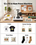Heat Press Machine 12 x 15 in Sublimation Press Machine Swing Away, Heat Up Fast and Even, Digital Precise Time and Temperature Control, for T-Shirts, Canvas Tote Bags, Pillowcases, Socks