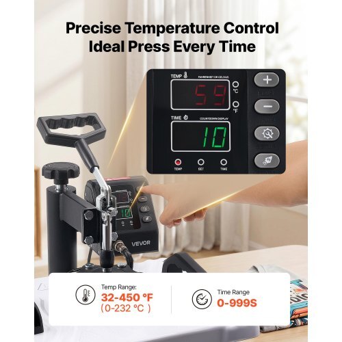 Heat Press Machine 12 x 15 in Sublimation Press Machine Swing Away, Heat Up Fast and Even, Digital Precise Time and Temperature Control, for T-Shirts, Canvas Tote Bags, Pillowcases, Socks