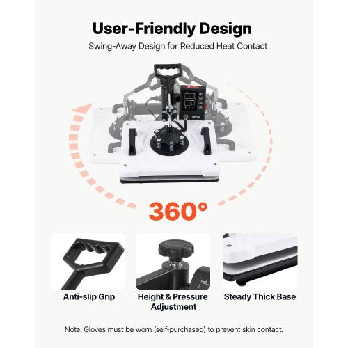 Heat Press Machine 12 x 15 in Sublimation Press Machine Swing Away, Heat Up Fast and Even, Digital Precise Time and Temperature Control, for T-Shirts, Canvas Tote Bags, Pillowcases, Socks