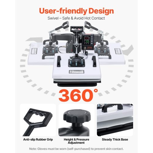 Heat Press Machine, 15 x 15 in, 8-in-1 Multifunction, 360? Swing Away, Heat Up Fast and Even, Digital Precise Control, Sublimation Press Machine for T-Shirts, Mugs, Tumblers, Caps, Plates