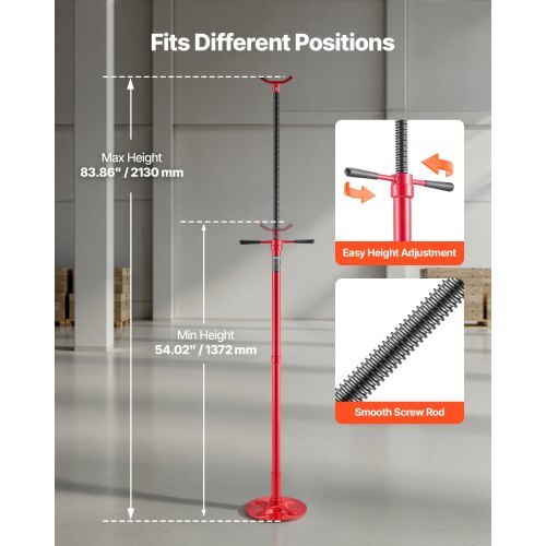 Underhoist Support Stand, 3/4 Ton (1653 lbs) Capacity Under Hoist Jack Stand, Lifting from 54.02" to 83.86", Bearing Mounted Spin Handle, Self-Locking Threaded Screw, Support Vehicle Components