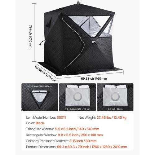 Outdoor Sauna Tent Pro, Portable Steam & Dry Sauna for 4 Persons, Heavy-Duty Oxford Cloth & Carbon Steel, Easy Setup for Camping, Backyard, or Home Gym,Easy Setup(Black)