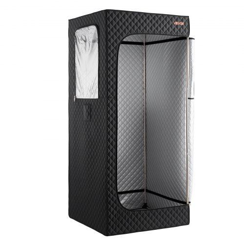 Upgraded Portable Steam Sauna for Home, 1 Person Full Body Home Spa Tent with Steamer & 1 Foldable Chairs & Remote & Essential Oil Box,Heavy-Duty Stainless Steel Frame Sauna Box, (Black)