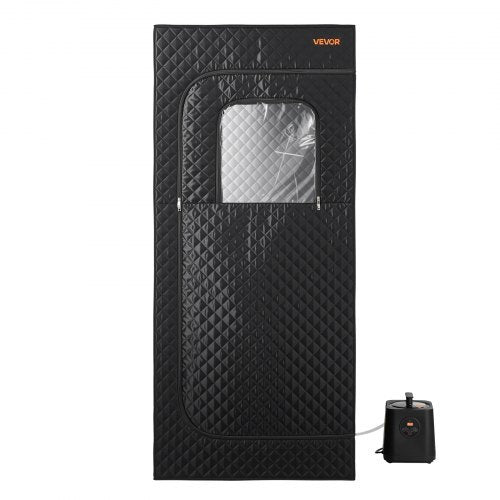 Upgraded Portable Steam Sauna for Home, 1 Person Full Body Home Spa Tent with Steamer & 1 Foldable Chairs & Remote & Essential Oil Box,Heavy-Duty Stainless Steel Frame Sauna Box, (Black)