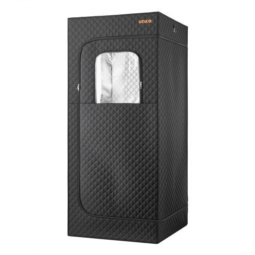 Upgraded Portable Steam Sauna for Home, 1 Person Full Body Home Spa Tent with Steamer & 1 Foldable Chairs & Remote & Essential Oil Box,Heavy-Duty Stainless Steel Frame Sauna Box, (Black)