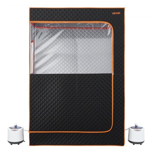 Upgraded Portable Steam Sauna for Home, 2 Person Full Body Home Spa Tent with Steamer & 2 Foldable Chairs & Remote & 2 Essential Oil Boxes,Heavy-Duty Stainless Steel Frame Sauna Box, (Black)