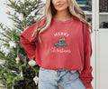 Christmas Tree Trees Car Sweater Holiday Sweatshirt Pine Trees Winter Pullover Crewneck Independent Trading Oversized Sweatshirt