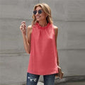 Ruffle Collar Sleeveless Design High Fashion Women Top/ T-shirt - Red