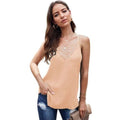 Lace Design Striped Slim Fashion Women Top/ T-shirt - Apricot