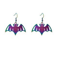 Halloween Popular Cool Funny Colorful Gradient Earrings - Bat
