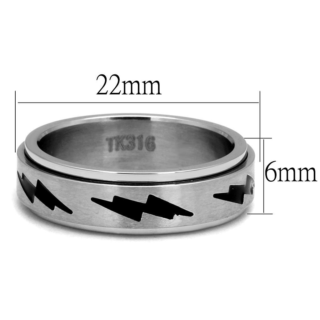 Stainless Steel Ring with Epoxy  in Jet