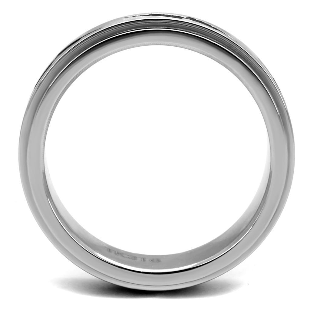 Stainless Steel Ring with Epoxy  in Jet