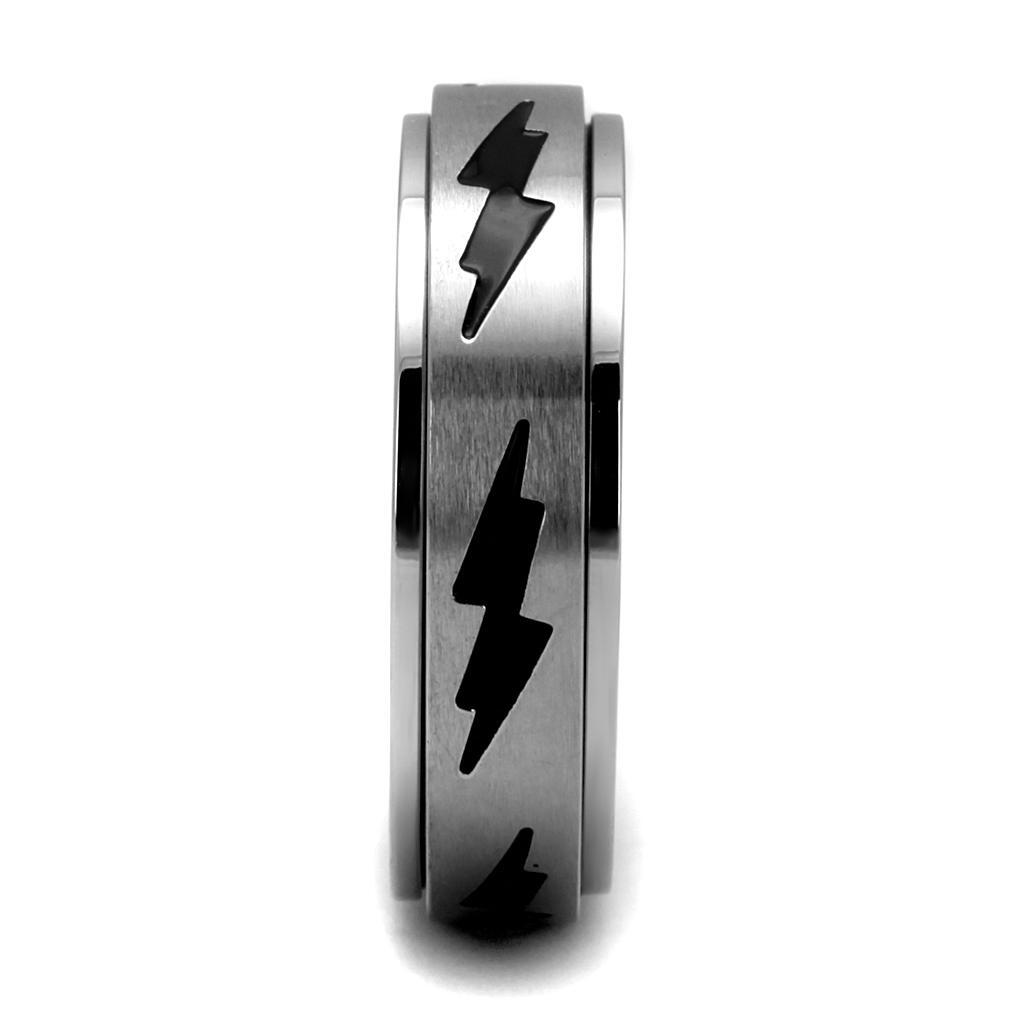Stainless Steel Ring with Epoxy  in Jet